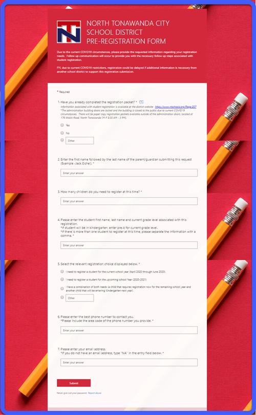 NTCSD PRE-REGISTRATION FORM 